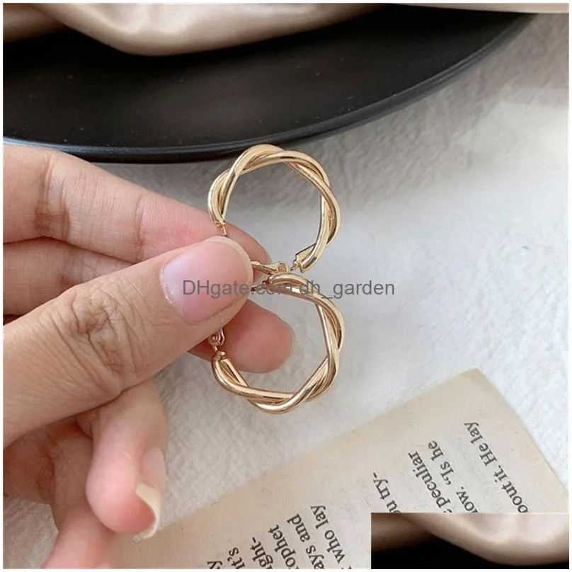Round Circle Hoop Earrings For Women Stainless Steel Golden Statement Metal Earring Trend Party Jewelry Couple Gift Brinco Dhgarden Otniq