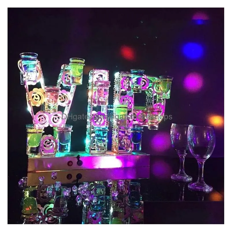Other Event & Party Supplies Rechargeable Led Vip S Glass Tray Cocktail Stand Wine Cup Holder For Bar Disco Party Decorations Glasses Dhst9