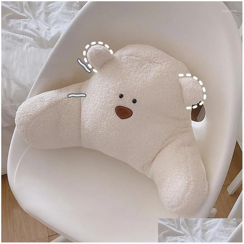 Cushion/Decorative Pillow Pillow Soft Lumbar S Cartoon Bear Neck Protection Cute Plush Car Seat Headrest For Office Chair Home Sofa Ho Dhzjn