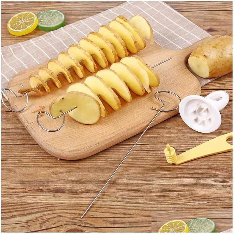 Bbq Tools Accessories Portable Potato Skewers For Cam Chips Maker Slicer Spiral Cutter Barbecue Kitchen Drop Delivery Home Garden P Dhixu