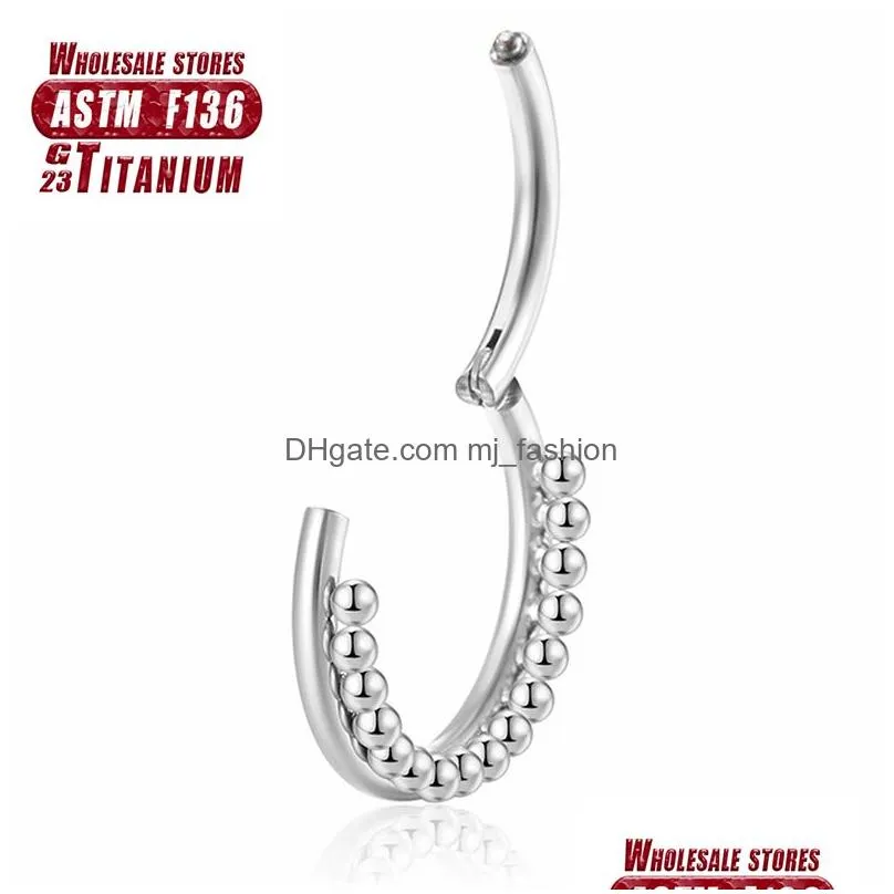 Nose Rings & Studs Titanium Tragus Helix Piercing G23 Cartilage Nose Ring Hinge Sections Y Charming Body Earrings Labret Jewelry Body Dhnrt