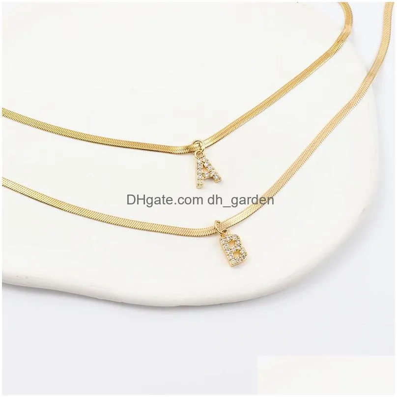 Classic Letter Pendant Necklace Women Fashion Width 2Mm Stainless Steel Snake Chain Necklaces For Jewelry Gift 50Cm Dhgarden Otozo