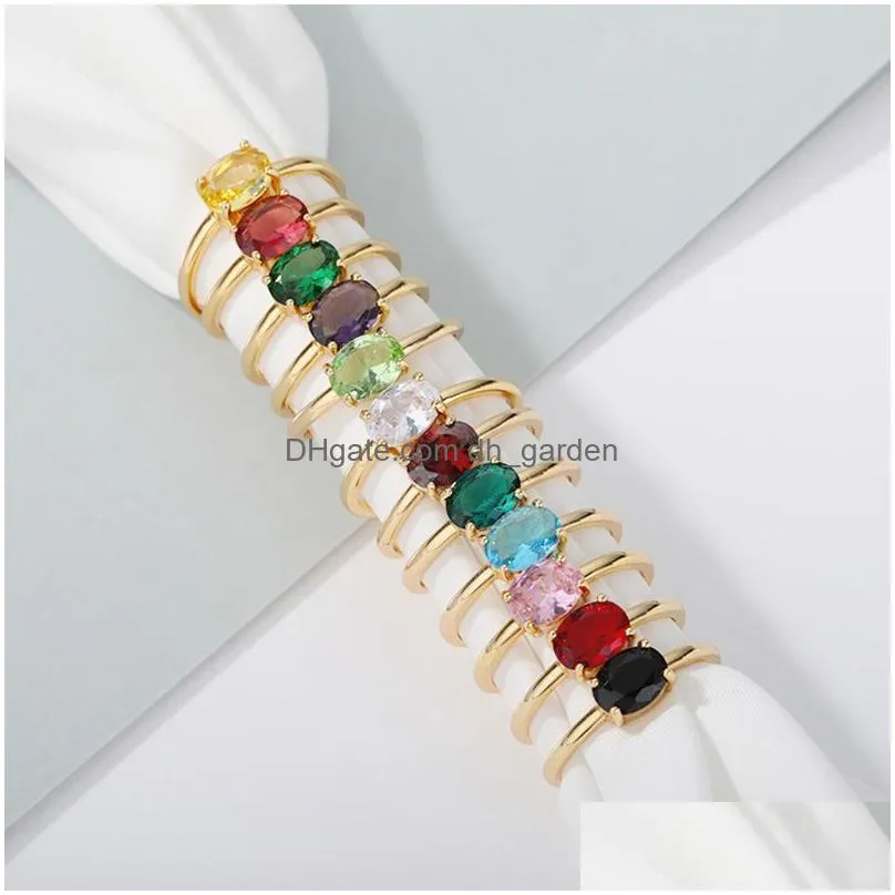 Elegant Birthstone Rings For Women Stainless Steel 12 Couple Finger Ring Femme Wedding Birthday Jewelry Gift Dhgarden Otqui