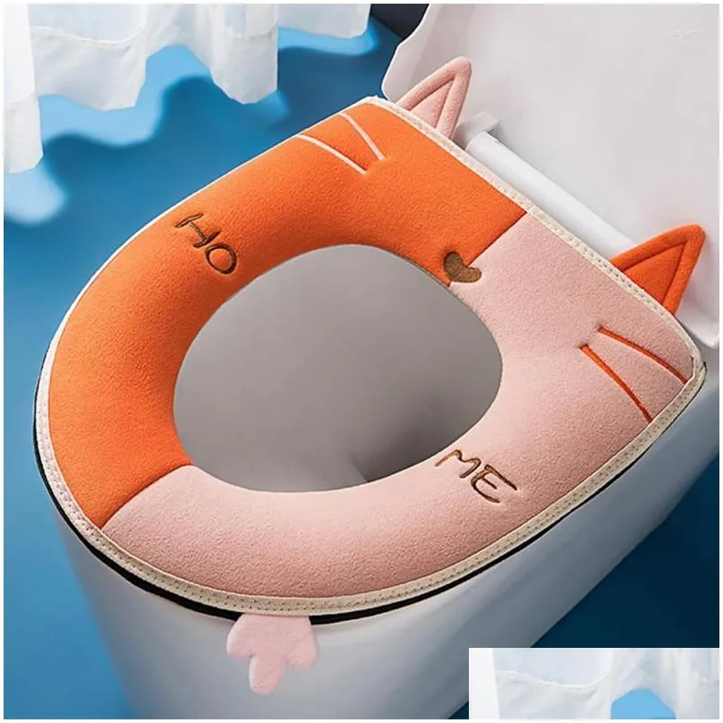 Toilet Seat Covers Toilet Seat Ers Luminous Er Soft Warm Mat Washable Removable Zipper Bathroom Lid Pad Case Cushion Home Garden Bath Dh4N6