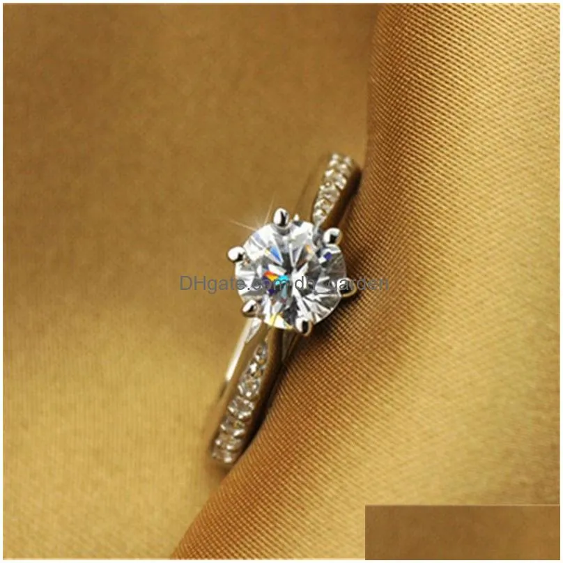 Jewelry Rings For Women Sier Plated Bridal Wedding Zirconia Round Stone Ring Bijoux Femme Engagement Anel Cc1455 Dhgarden Otizt