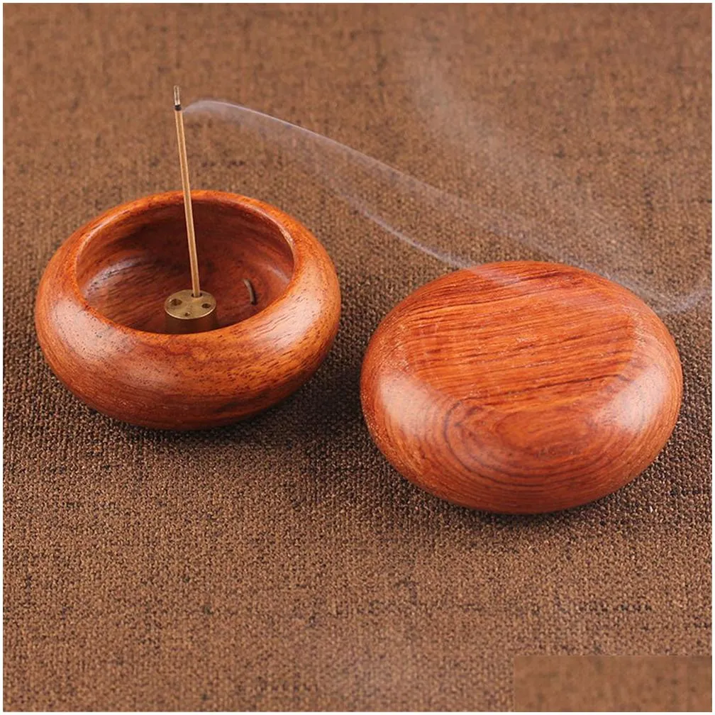 Fragrance Lamps Incense Ash Catcher Retro Burner Stick Holder Mini Bowl Shape Rosewood Buddhist Incenser Home Office Decoration Kdjk23 Dhqkr