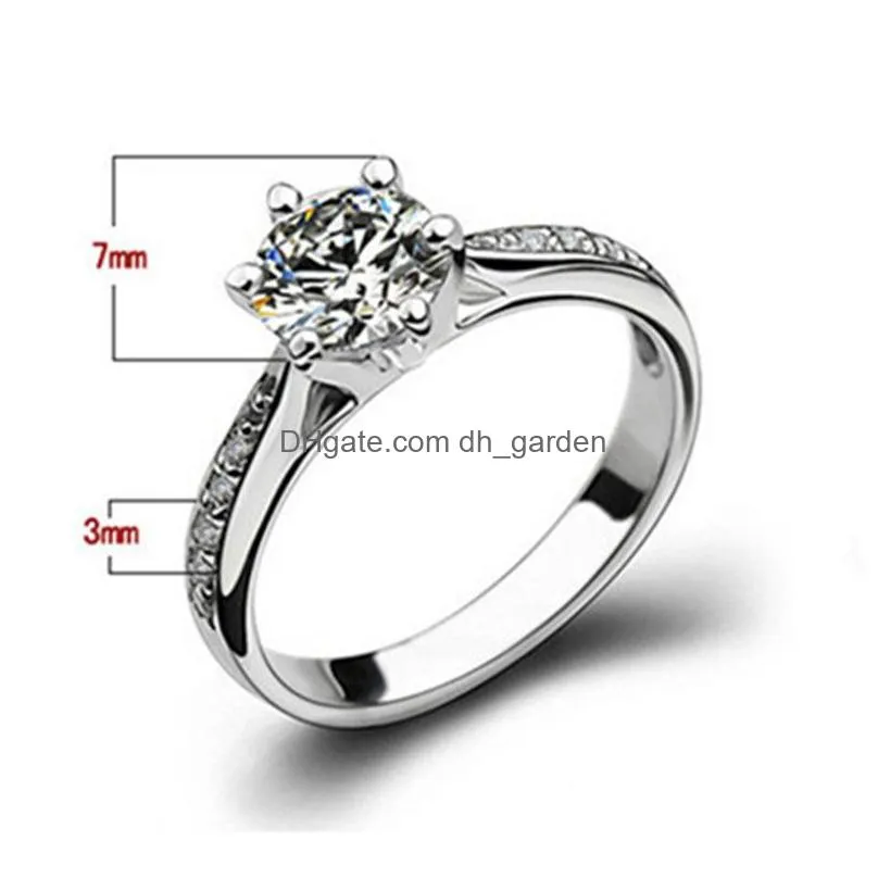 Jewelry Rings For Women Sier Plated Bridal Wedding Zirconia Round Stone Ring Bijoux Femme Engagement Anel Cc1455 Dhgarden Otizt