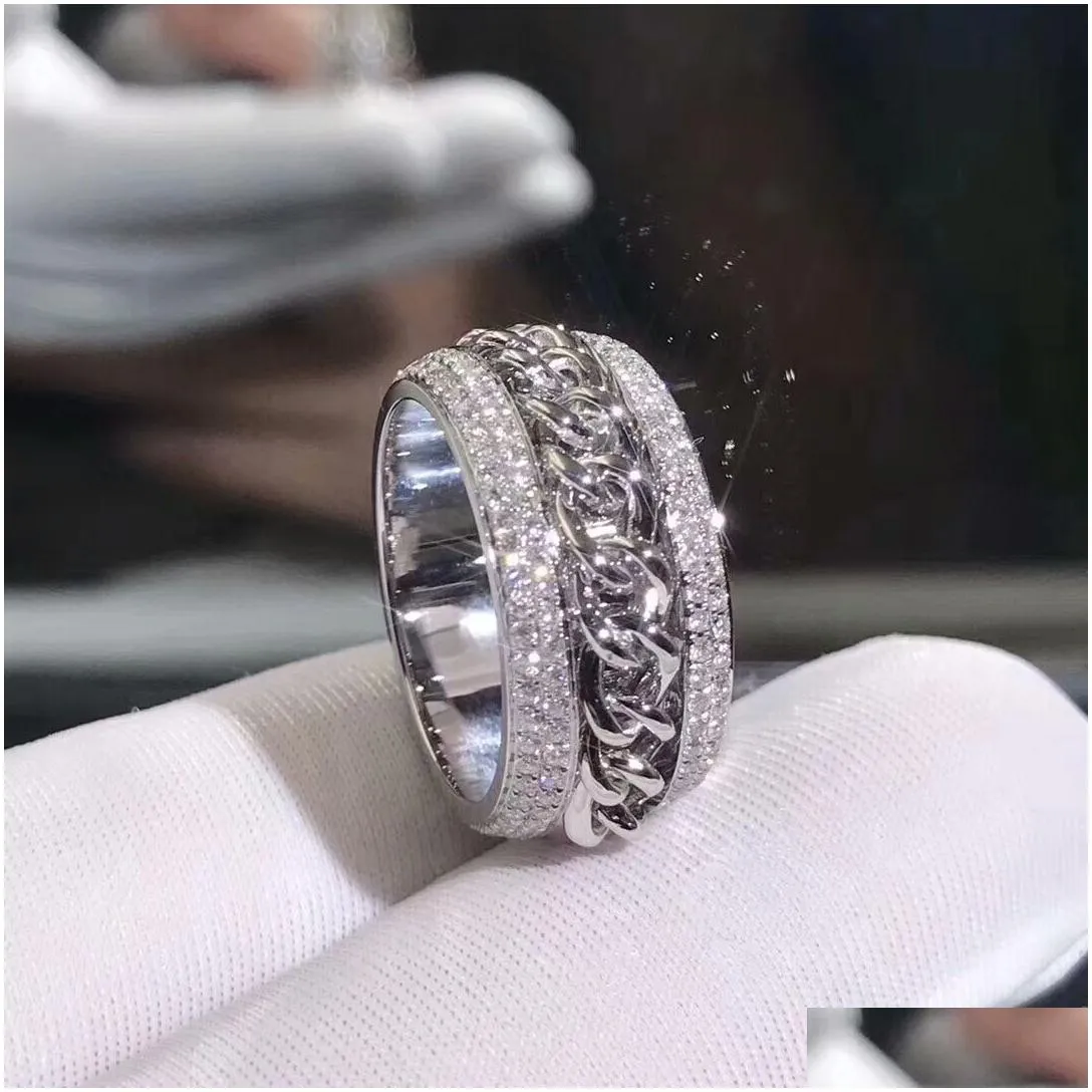 Wedding Rings Victoria Wieck Vecalon Sparkling Luxury Jewelry 925 Sterling Sier Pave Tiny White Sapphire Cz Diamond Women Wedding Jewe Dhpyk