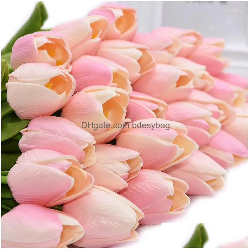 Decorative Flowers 10Pcs Artificial Tip Flower Bouquet Real Touch Pe Foam Fake Ornaments Wedding Party Decoration Home Garden Dhda2