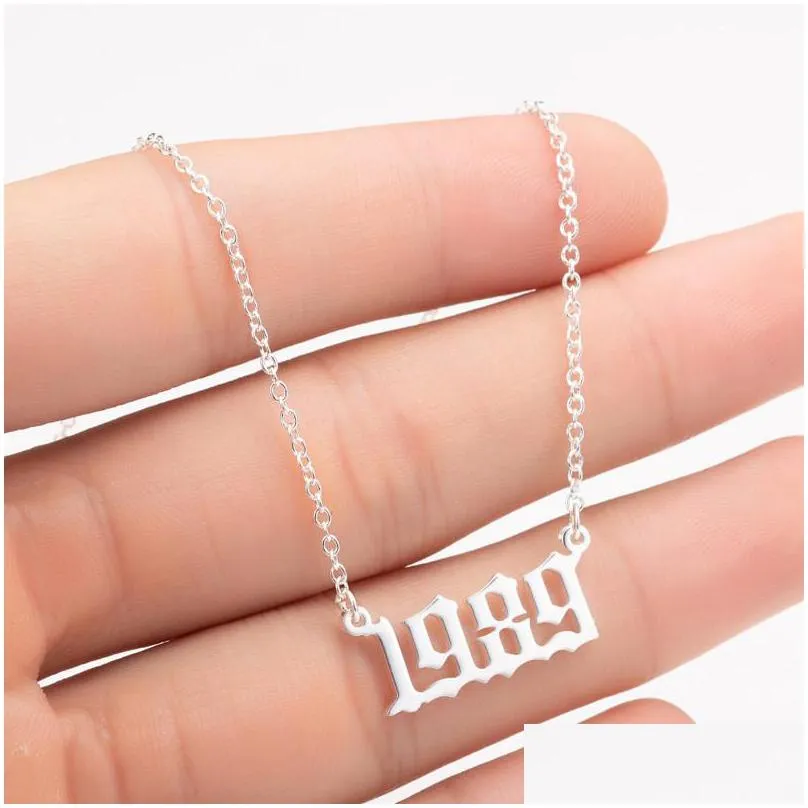 Pendant Necklaces New Birthday Year Number Necklace Sier Gold Chains Initial Birth Pendant Women Fashion Jewelry Will And Jewelry Neck Dhneo