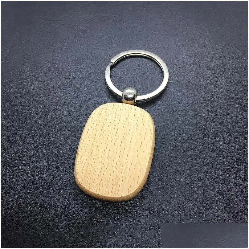 Keychains & Lanyards Keychains Blank Round Rec Heart Wooden Key Chain Diy Customized Wood Keyrings Tags Gifts Accessories Wholesale1 F Dhmo8