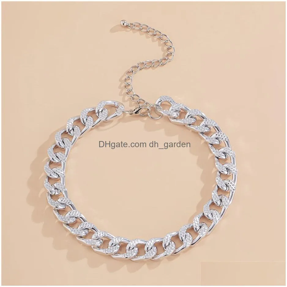 Cuban Choker Necklace Collares Punk Vintage Chunky Thick Link Aluminum Chain For Women New Year Jewelry Accessories Dhgarden Otkho