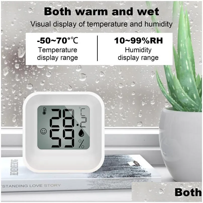 Household Thermometers Mini Lcd Digital Thermometer Hygrometer Indoor Room Electronic Temperature Portable For Kitchen Drop Delivery Dh9Cu