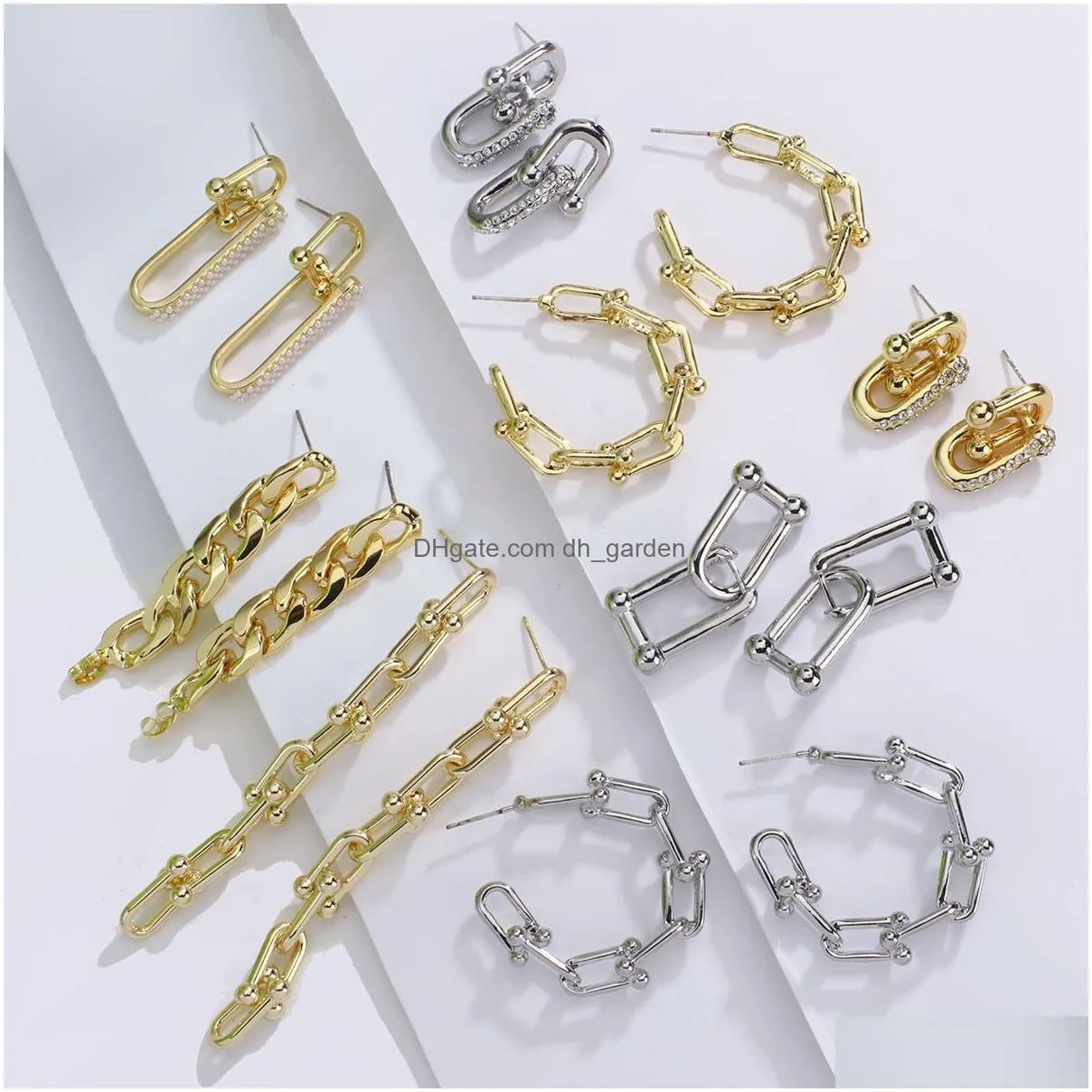 Thick Link Geometric Earring Brass Gold Drop Earrings For Women Splice Chic Stylish Ear-Rings Celebrity Jewelry Dhgarden Otclg