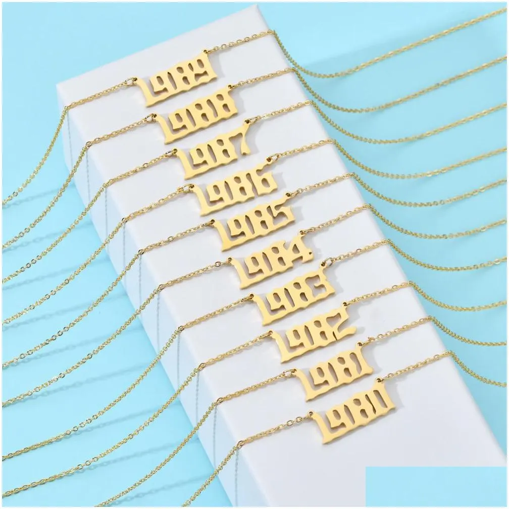 Pendant Necklaces New Birthday Year Number Necklace Sier Gold Chains Initial Birth Pendant Women Fashion Jewelry Will And Jewelry Neck Dhneo