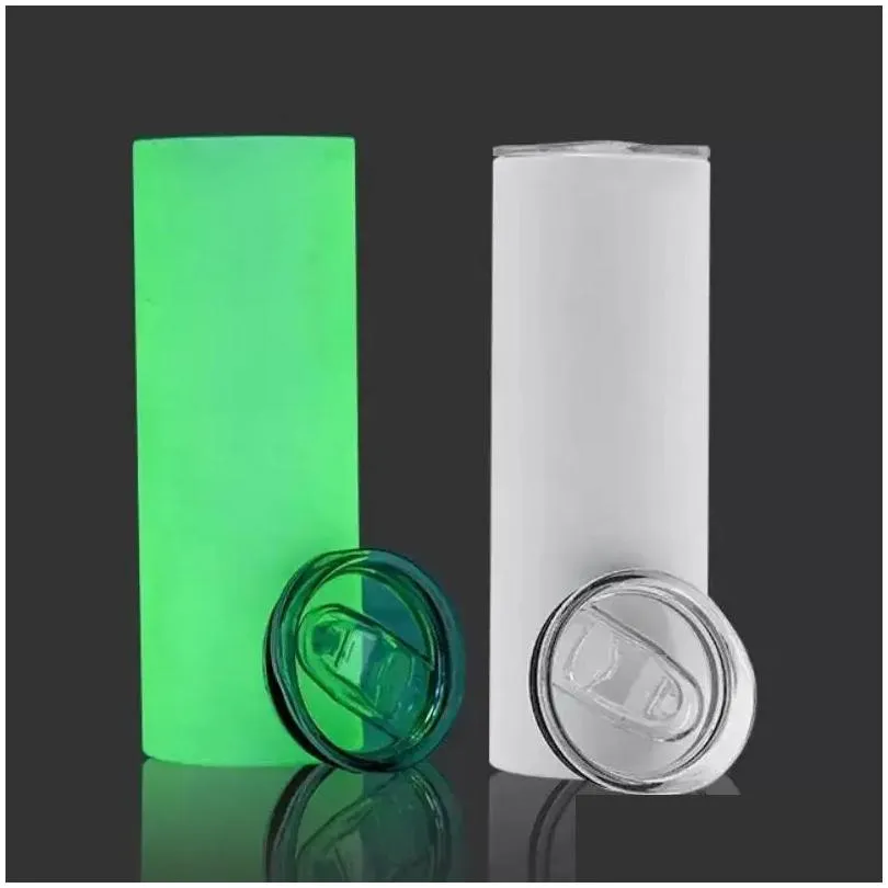 Sublimation Blanks Wholesale Sublimation Blanks Skinny Tumbler 20 Oz Straight With St Glow In The Dark Mugs Bottles Cups Office School Dhgkx