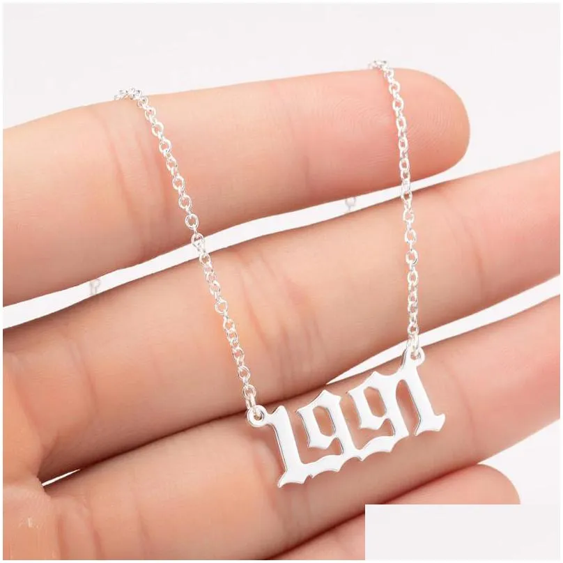 Pendant Necklaces New Birthday Year Number Necklace Sier Gold Chains Initial Birth Pendant Women Fashion Jewelry Will And Jewelry Neck Dhneo