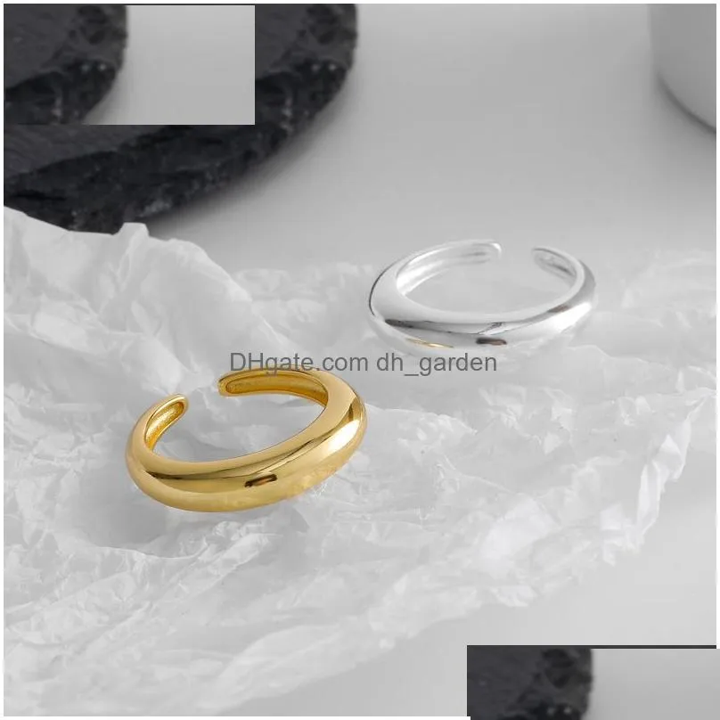 Newest Smooth Geometric Cambered Ring For Men Women Gold Sier Color Open Finger Rings Party S-R705 Dhgarden Ot4Jg