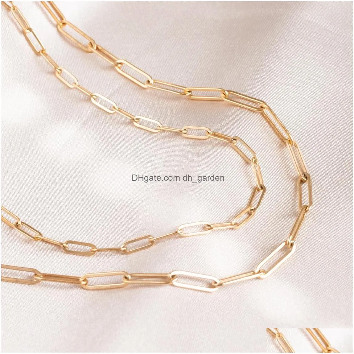 Fashion Paperclip Link Chain Women Necklace Stainless Steel Gold Color For Men Jewelry Gift Dhgarden Otxl5