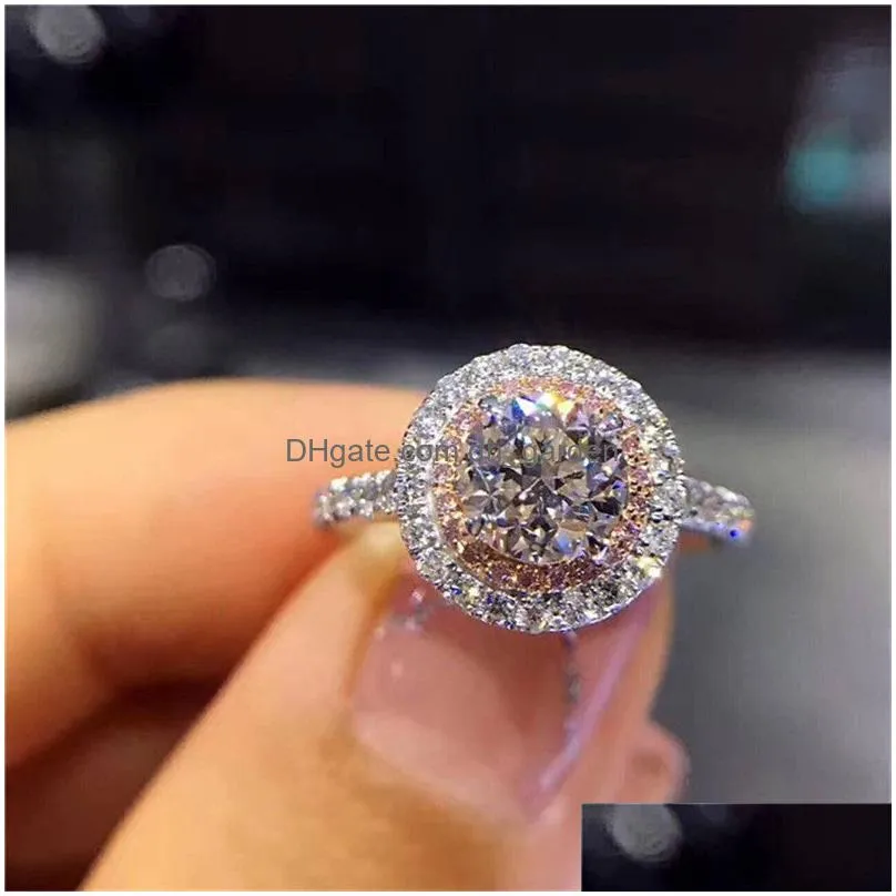 Trendy Jewelry Rings For Women Cubic Zirconia Charms Bridal Wedding Engagement White Gold Color Ring Drop Dhgarden Otwx0