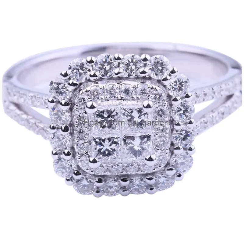 Gorgeous Square Shape Women Ring Fl Bling Iced Out Micro Pave Crystal Zircon Dazzling Bridal Wedding Engage Dhgarden Otgeb