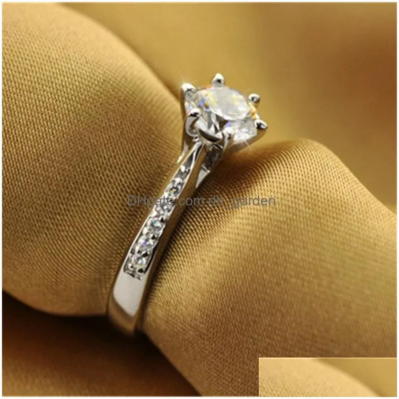 Jewelry Rings For Women Sier Plated Bridal Wedding Zirconia Round Stone Ring Bijoux Femme Engagement Anel Cc1455 Dhgarden Otizt