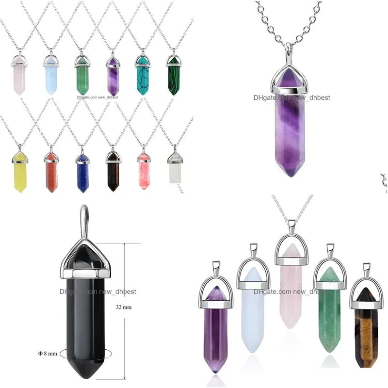 Pendant Necklaces Wholesale Polished Natural Amethyst Point Pendant Healing Crystal Quartz Druzy With Sier Plated Jewelry Necklaces Pe Dhmuv