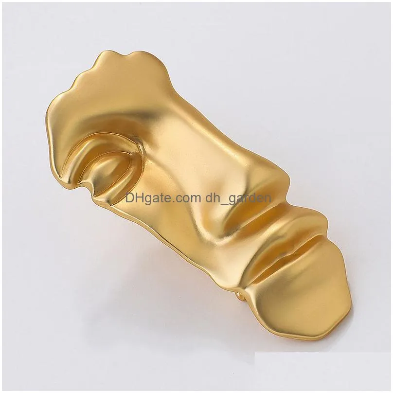 New Design Metal Abstract Face Mask Brooches Pins Collar For Women Gold Color Half Fashion Jewelry Dhgarden Ot7Ye