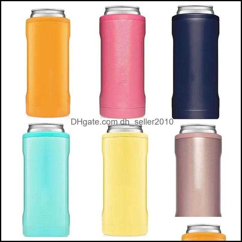 slim double-walled stainless steel thermoses insulated can mug cooler for 12 oz slim cans thermos cup glitter mermaid 157 s2