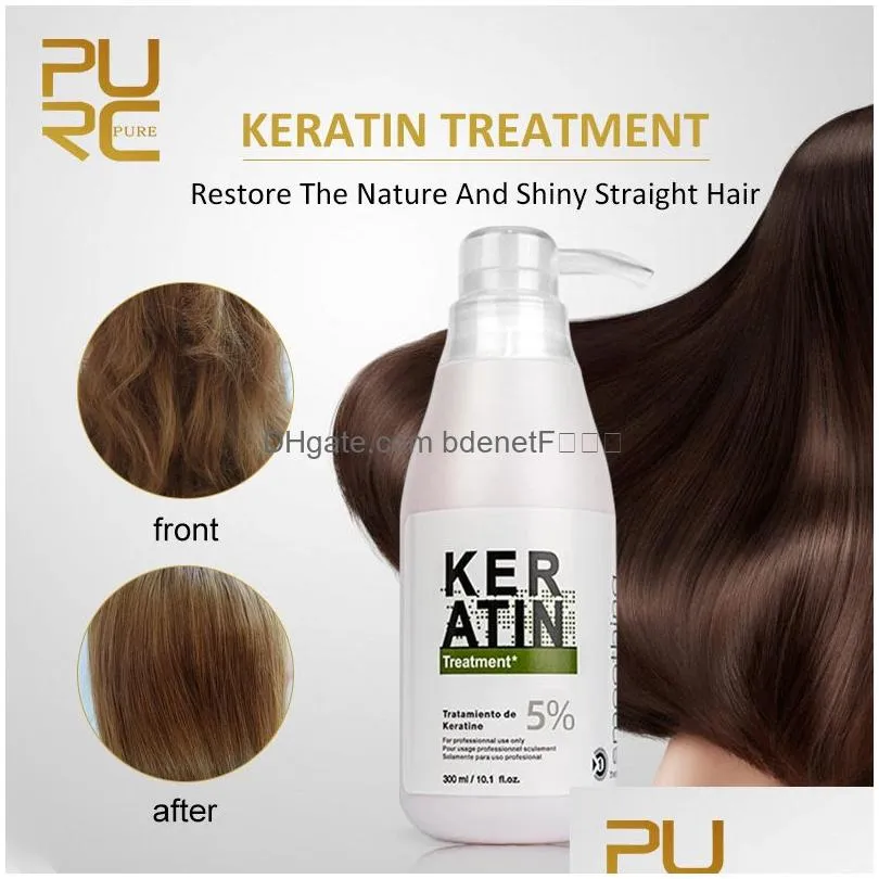 Shampoo&Conditioner Purc Brazilian Keratin Treatment Straightening Hair 5 Formalin 300Ml Eliminate Frizz And Make Shinysmooth Treatmen Dhgir