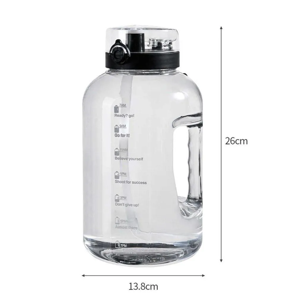 Water Bottles 1 Gallon Sport Bottle Big Capacity Tritan Kettle Drink Bpa Outdoor Fitness Space Cup 2500Ml 2.2 Liter Drop Delivery Ho Dhyz8