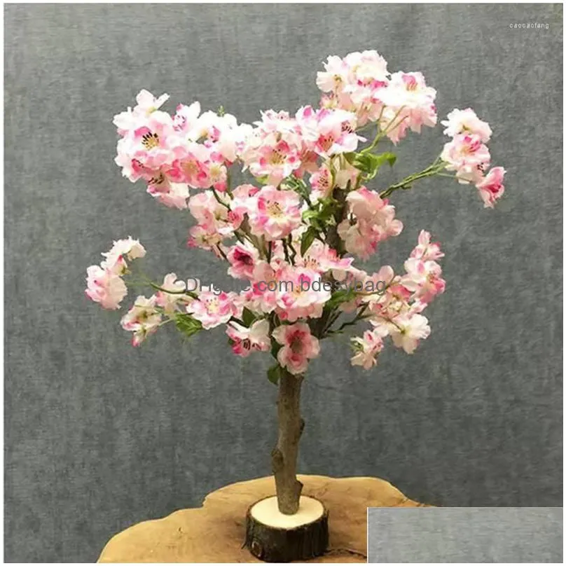 Decorative Flowers Mini Styles Artificial Silk Flower Cherry Tree Ornaments Simation Plant Trees Table For Home Wedding Decorations Dhzs5