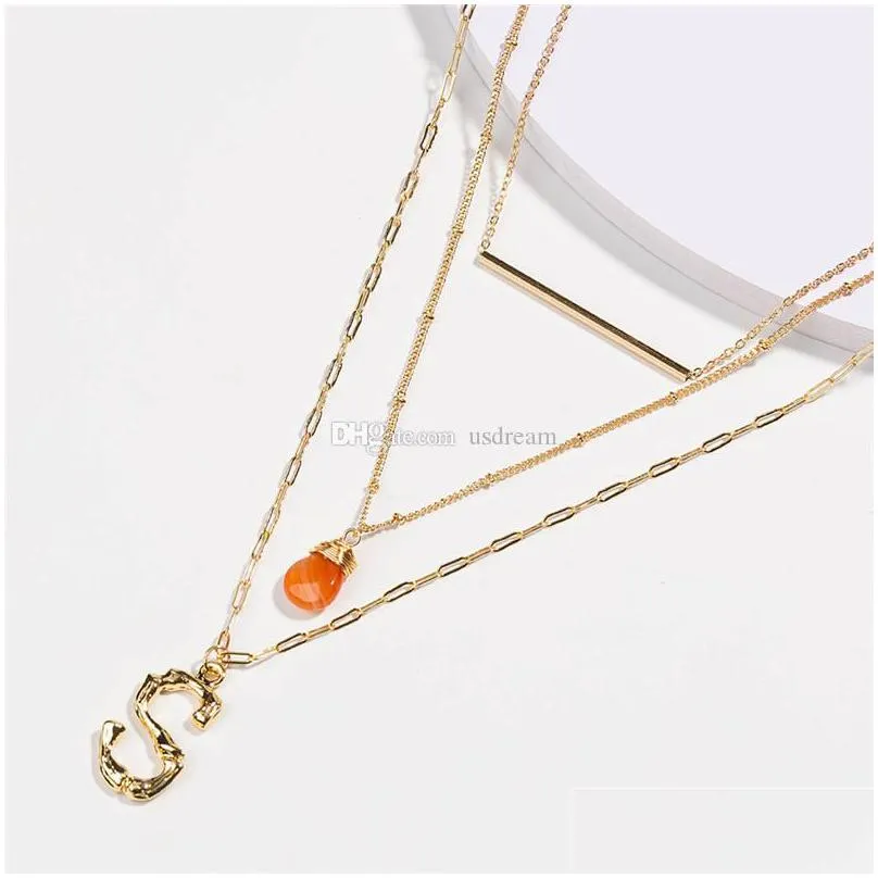 Pendant Necklaces 26 A-Z English Initial Necklace Gold Chains Letter Mtilayer Choker Women Necklaces Summer Hip Hop Jewelry Jewelry Ne Dhuc2