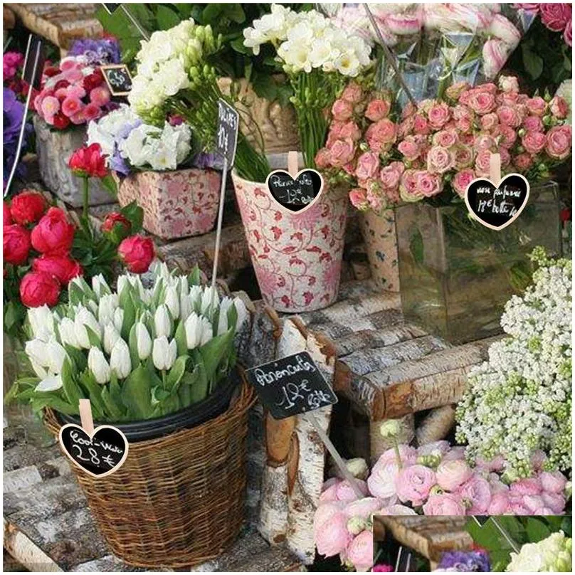 Party Decoration Party Decoration Mini Chalkboard Blackboard With Wooden Clip Mes Board Signs And Labels Clips For Food Memo Note Taki Dh7Yy