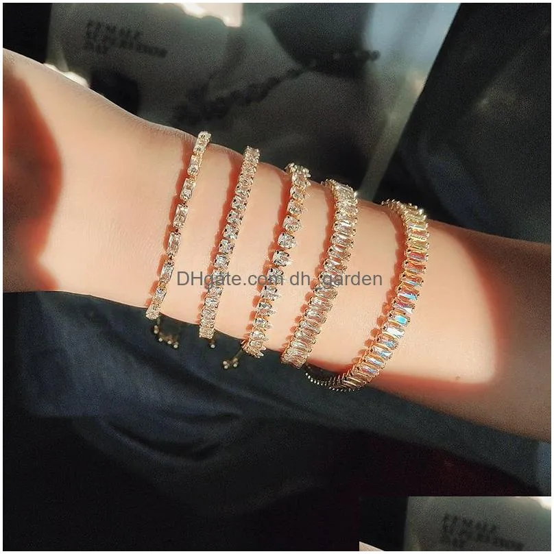 Zircon Tennis Bracelets For Women Shining Gold Single Layer Cz Charm Bracelet Statement Wedding Party Jewelry Dhgarden Otp8O