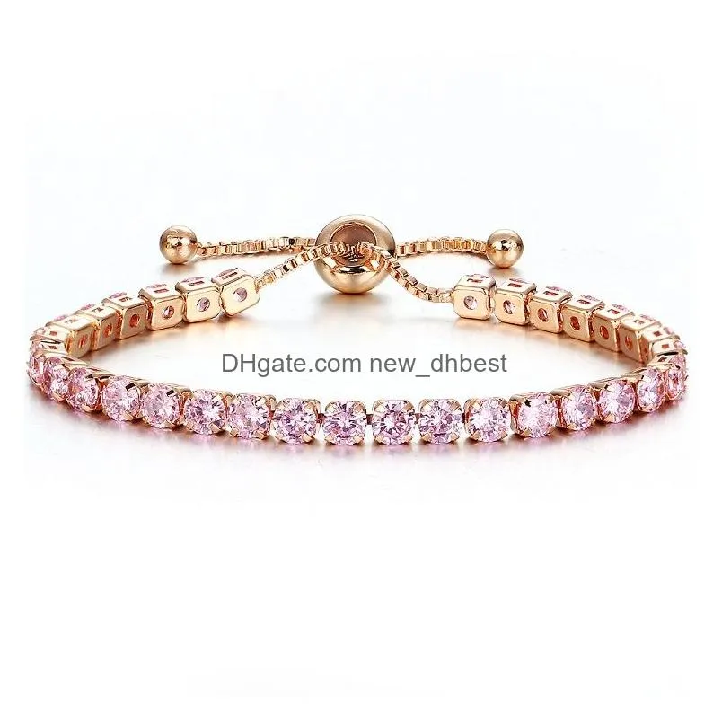 Charm Bracelets Adjustable Bracelet Cuffs Row Cubic Zirconia Diamond Bracelets Wedding Fashion Jewelry For Women Kids Gift Jewelry Bra Dhq7Z