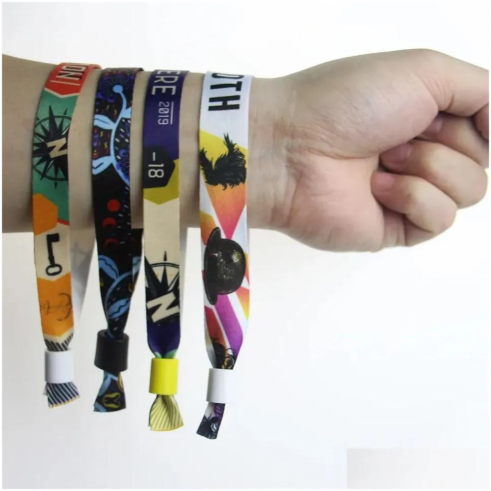 Sublimation Blanks Wholesale Sublimation Blank Ribbons Polyester Festival Event Woven Wristband Adjustable Bracelet Fabric Bracelets S Dhw57