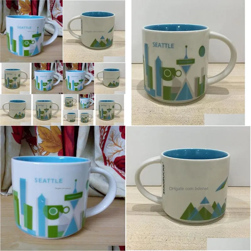 Mugs 14Oz Capacity Ceramic City Mug American Cities Best Coffee Cup With Original Box  City3245605 Home Garden Kitchen, Dining Dhpyu