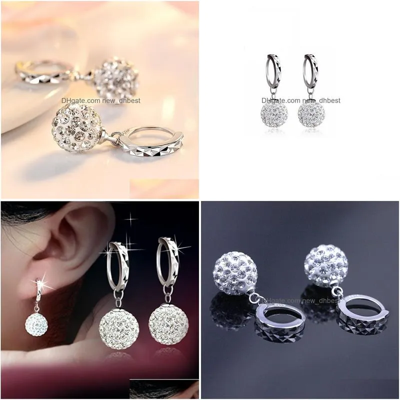 Dangle & Chandelier Austrian Crystal Dangle Earrings Rhinestone Disco Ball Ear Jewelry 925 Sterling Sier For Wedding Jewelry Earrings Dhbez