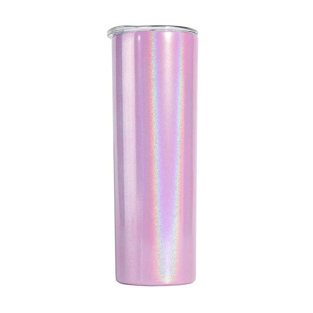 Sublimation Blanks Wholesale Sublimation Blank 20Oz Straight Glitter Skinny Tumblers Stainless Steel Slim Travel Tumbler Water Bottle Dhd7Y