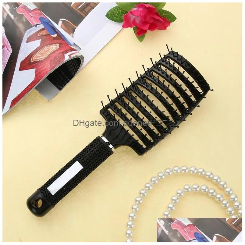 Hair Brushes Women Mas Brush Hair Smooth Pure Pig Hairbrush Styling Plastic Nylon Big Bent Comb Hairdressing Tool9360604 Hair Products Dhcow