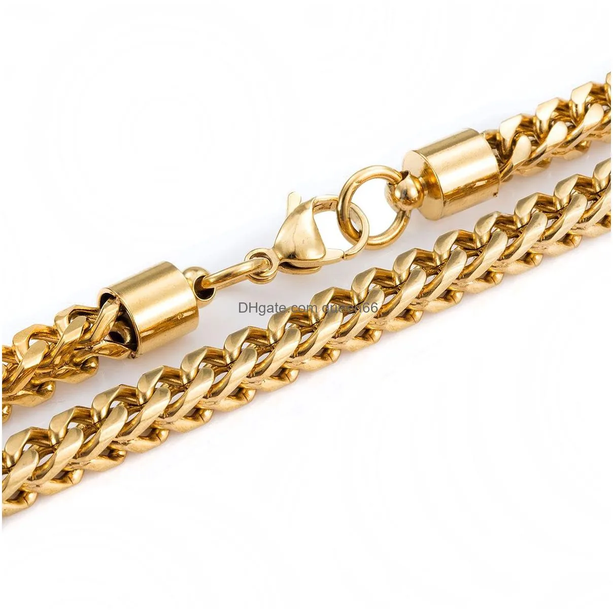 Chains 5Mm 6Mm 8Mm Gold Stainless Steel Franco Box Curb Chain Link For Men Women Punk Necklace 1830 Inch With Veet Bag197O8841110 Jewe Dhtgp