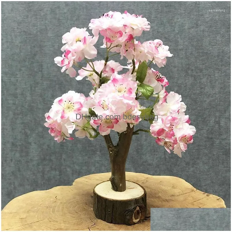 Decorative Flowers Mini Styles Artificial Silk Flower Cherry Tree Ornaments Simation Plant Trees Table For Home Wedding Decorations Dhzs5