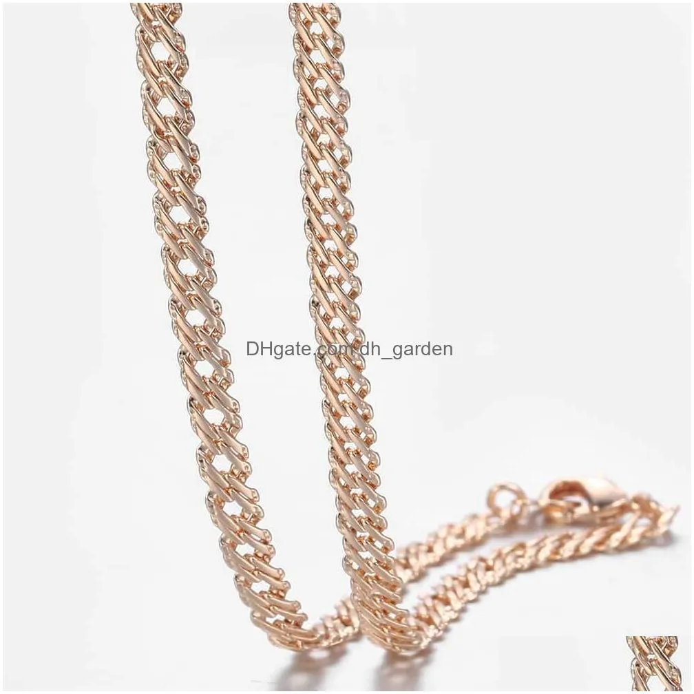 Fanshion 585 Rose Gold Necklace Chain Curb Weaving Rope Snail Link Beaded For Men Women Classic Jewelry Gifts Dhgarden Ot0Rl