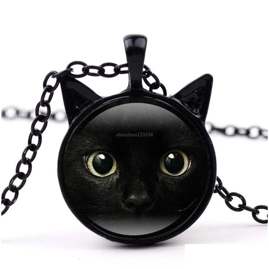 Pendant Necklaces Animal Cat Ear Frame Glass Cabochon Necklace Pendants Fashion Jewelry For Women Kids Gift Jewelry Necklaces Pendants Dhdwz