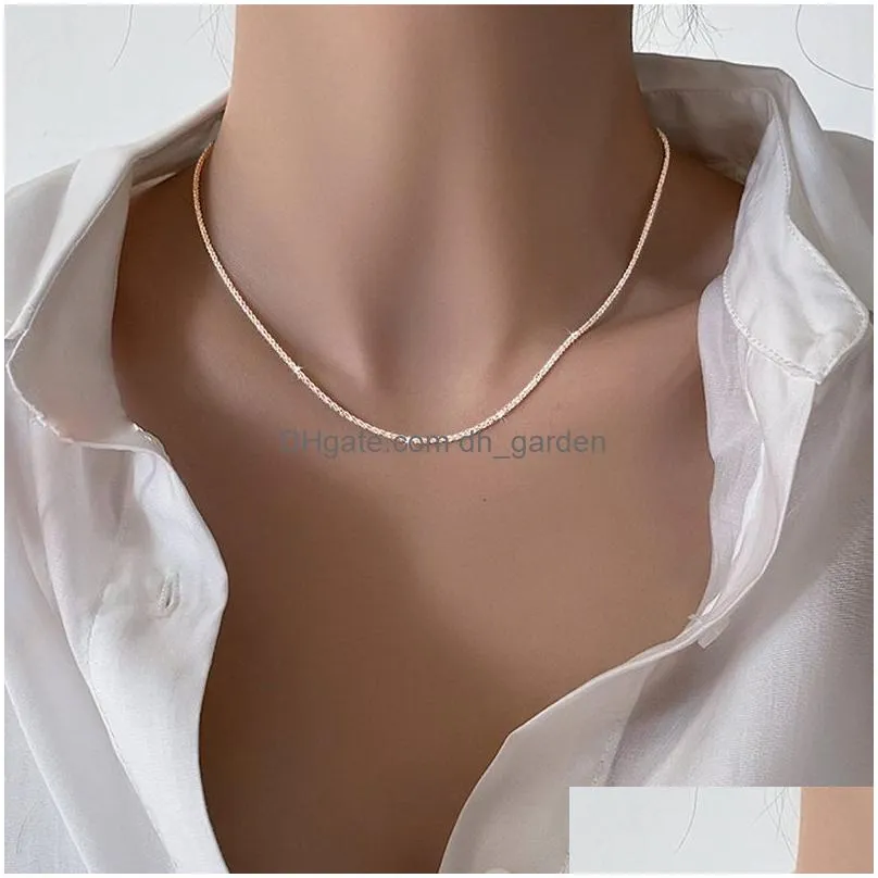 Sier Sparkling Clavicle Chain Choker Necklace Collar For Women Fine Jewelry Wedding Party Birthday Gift Dhgarden Otowh