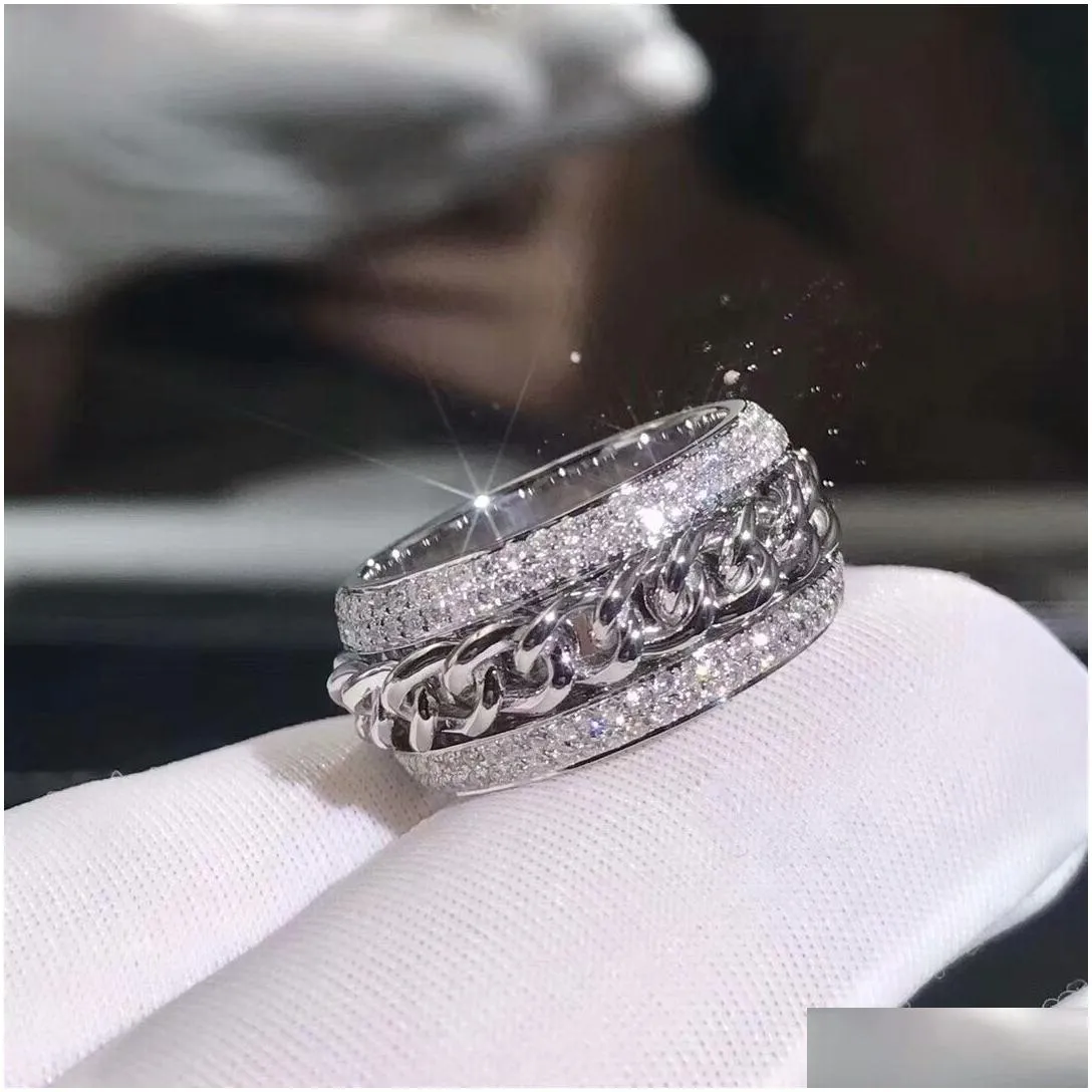 Wedding Rings Victoria Wieck Vecalon Sparkling Luxury Jewelry 925 Sterling Sier Pave Tiny White Sapphire Cz Diamond Women Wedding Jewe Dhpyk