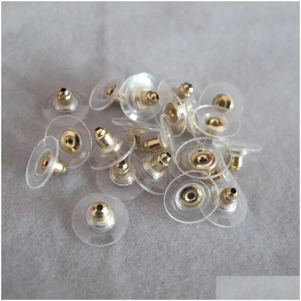 Earring Back 1000Pcslot Gold Sier Plated Flying Disc Shape Earring Backs Stoppers Earnuts Plugs Alloy Finding Jewelry Accessories Jewe Dhjwr