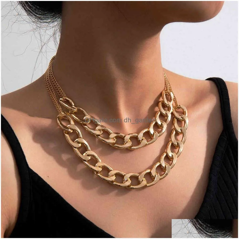 Punk  Cuban Choker Necklace Steampunk Men Jewelry Vintage Big Coin Pendant Chunky Chain Necklaces For Women Neck Accesso Dhgarden Otznr