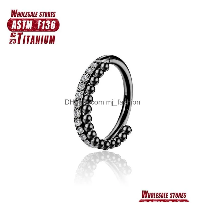 Nose Rings & Studs Titanium Tragus Helix Piercing G23 Cartilage Nose Ring Hinge Sections Y Charming Body Earrings Labret Jewelry Body Dhnrt